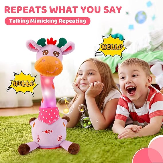 seOSTO Volume Control Singing Dancing Giraffe Toy Repeating Baby Toys, Light Purple Talking Giraffe Speaking Toy for Baby Toddler Encourage Speech Toys, Birthday Gifts for Kids 1 2 Year Old Boys Girls