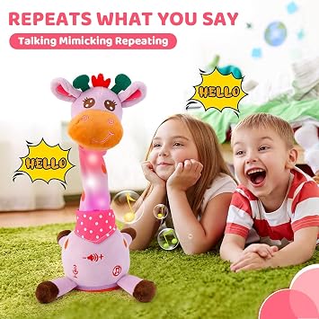 seOSTO Volume Control Singing Dancing Giraffe Toy Repeating Baby Toys, Light Purple Talking Giraffe Speaking Toy for Baby Toddler Encourage Speech Toys, Birthday Gifts for Kids 1 2 Year Old Boys Girls