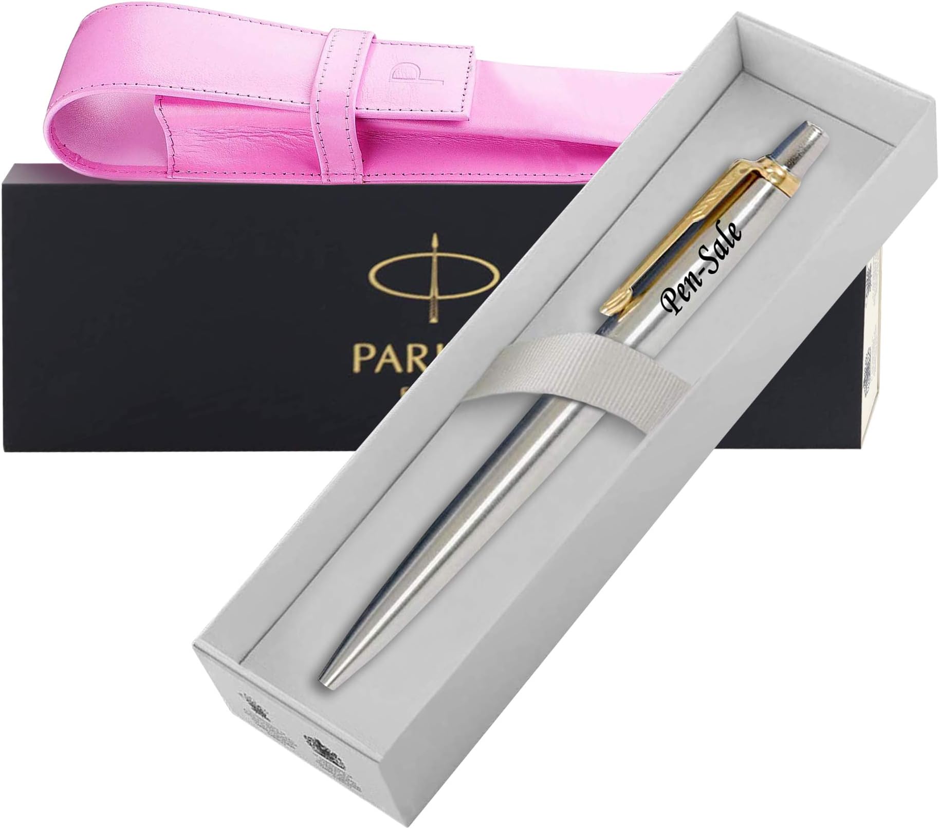 PARKER Personalised Engraved Ballpoint/Fountain Pen/Set In Pink Leather - View #10