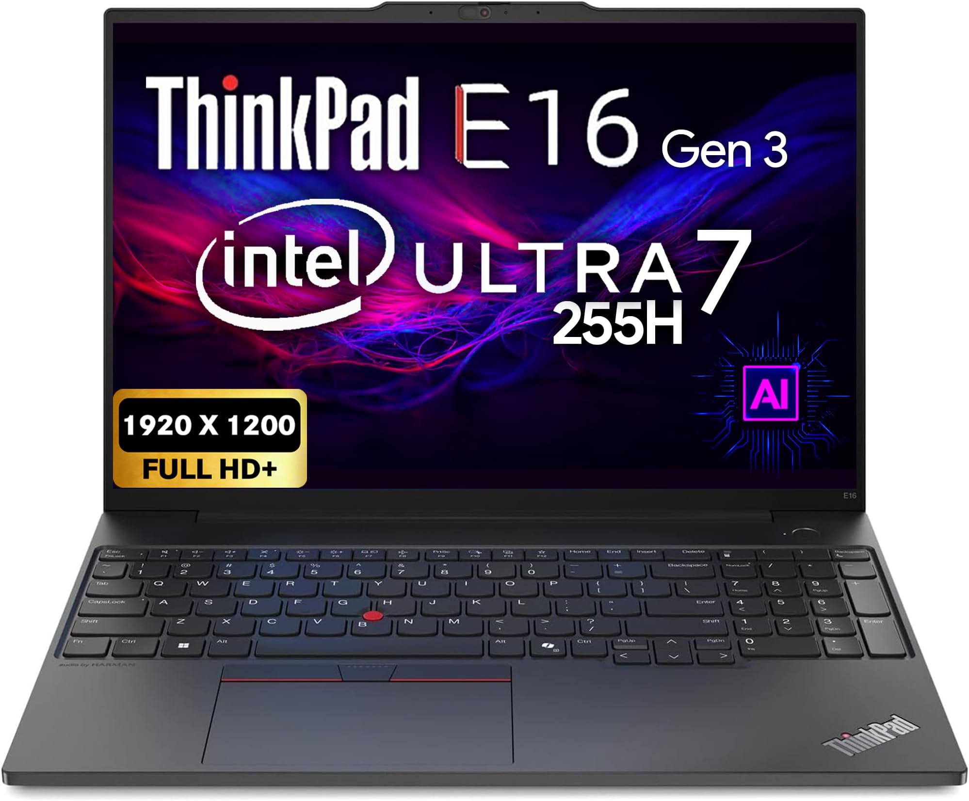 Lenovo ThinkPad E16 Gen 3, 16" FHD+ IPS Display, Intel Ultra 7 255H, 32GB DDR5 RAM, 1TB SSD PCIe, Fingerprint, Backlit Keyboard, WiFi 6E, RJ-45, FHD Webcam, Win 11 Pro, AI Business Laptop - Black