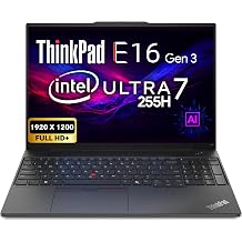 Lenovo ThinkPad E16 Gen 3, 16" FHD+ IPS Display, Intel Ultra 7 255H, 32GB DDR5 RAM, 1TB SSD PCIe, Fingerprint, Backlit Keyboard, WiFi 6E, RJ-45, FHD Webcam, Win 11 Pro, AI Business Laptop - Black