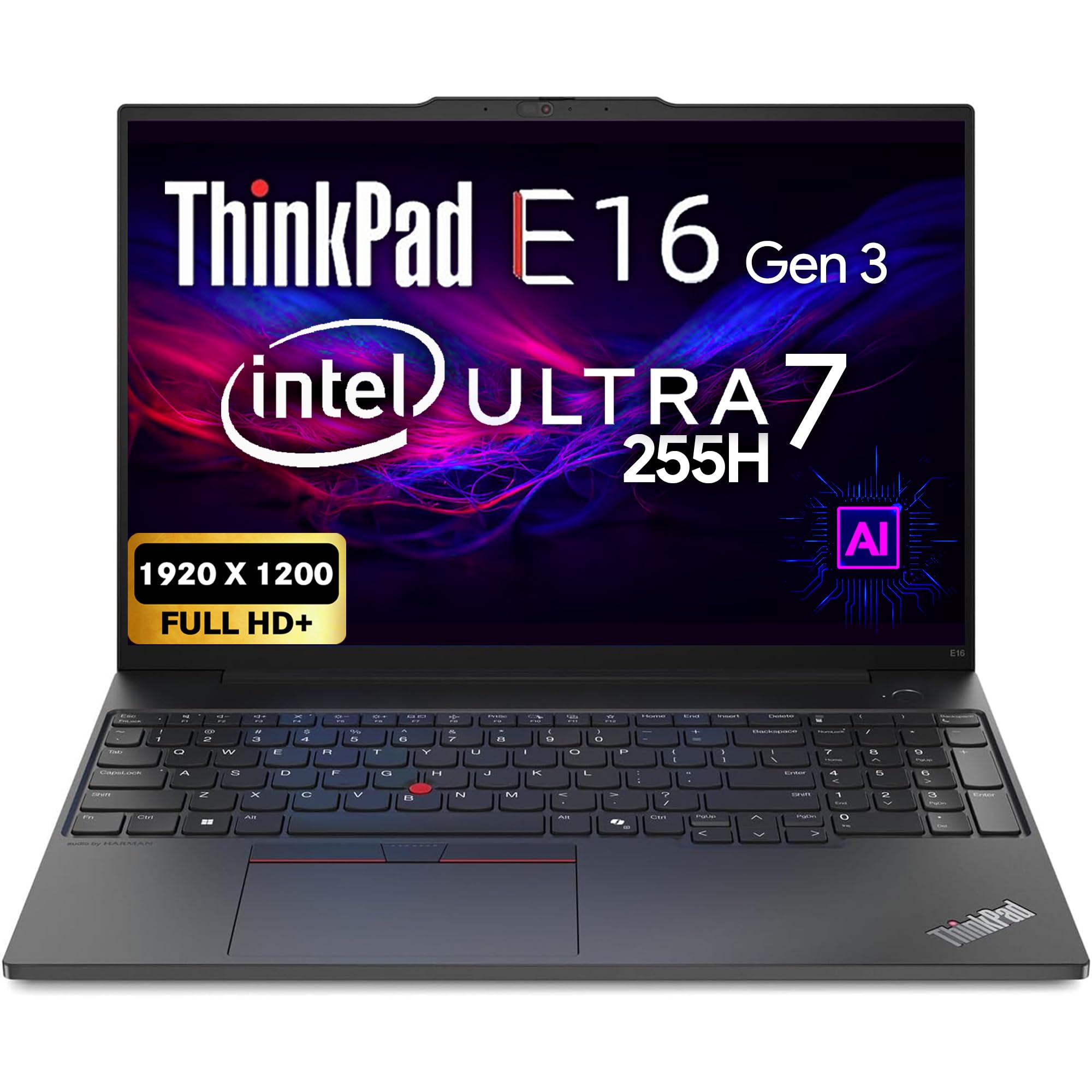 Lenovo ThinkPad E16 Gen 3, 16" FHD+ IPS Display, Intel Ultra 7 255H, 64GB DDR5 RAM, 2TB SSD PCIe, Fingerprint, Backlit Keyboard, WiFi 6E, RJ-45, FHD Webcam, Win 11 Pro, AI Business Laptop - Black 64GB RAM | 2TB SSD Ultra 7