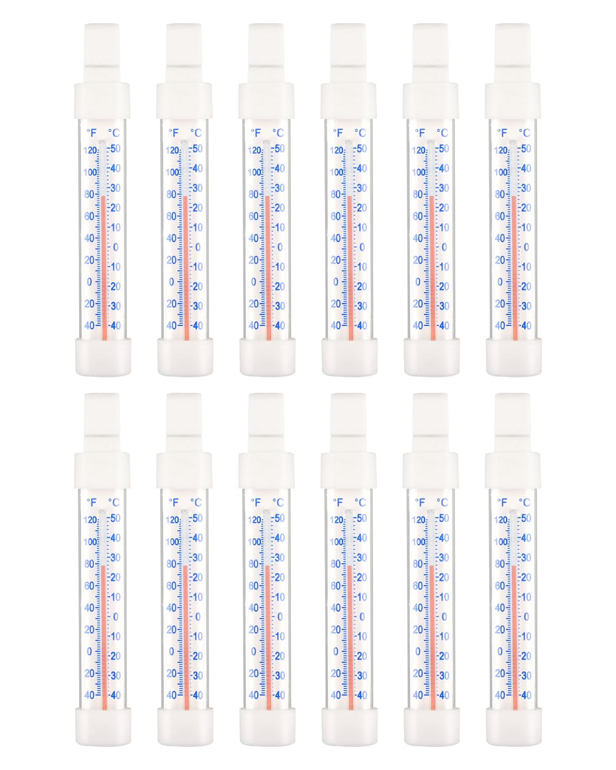 30 Pack Refrigerator Freezer Thermometer for Kitchen Fridge Freezer Cooler，Long Strip Hanging Standing Analog Thermometer with Fahrenheit Celsius -40-50°C/-40-122°F