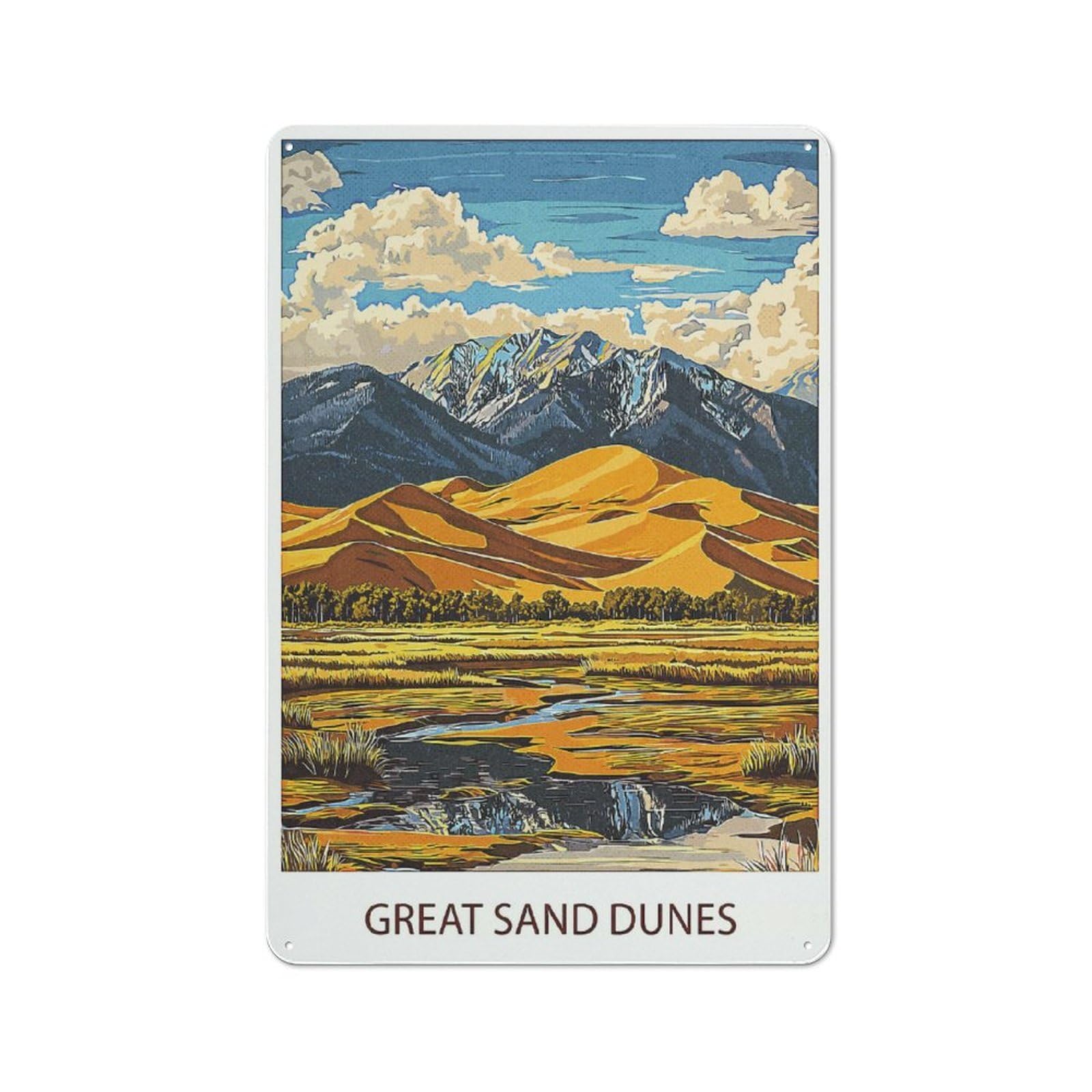 Junmoney Style-1 For Hobby Room Or Studio, Great Sand Dunes National Park Retro Tin Sign 30X20cm, Gift For Creative Interior Collectors During The Christmas Season