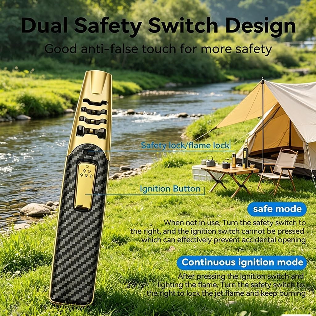 BBQ Lighters, Refillable Butane Lighters, Suitable for Grilling, Outdoor Camping Trips(2pack Black)