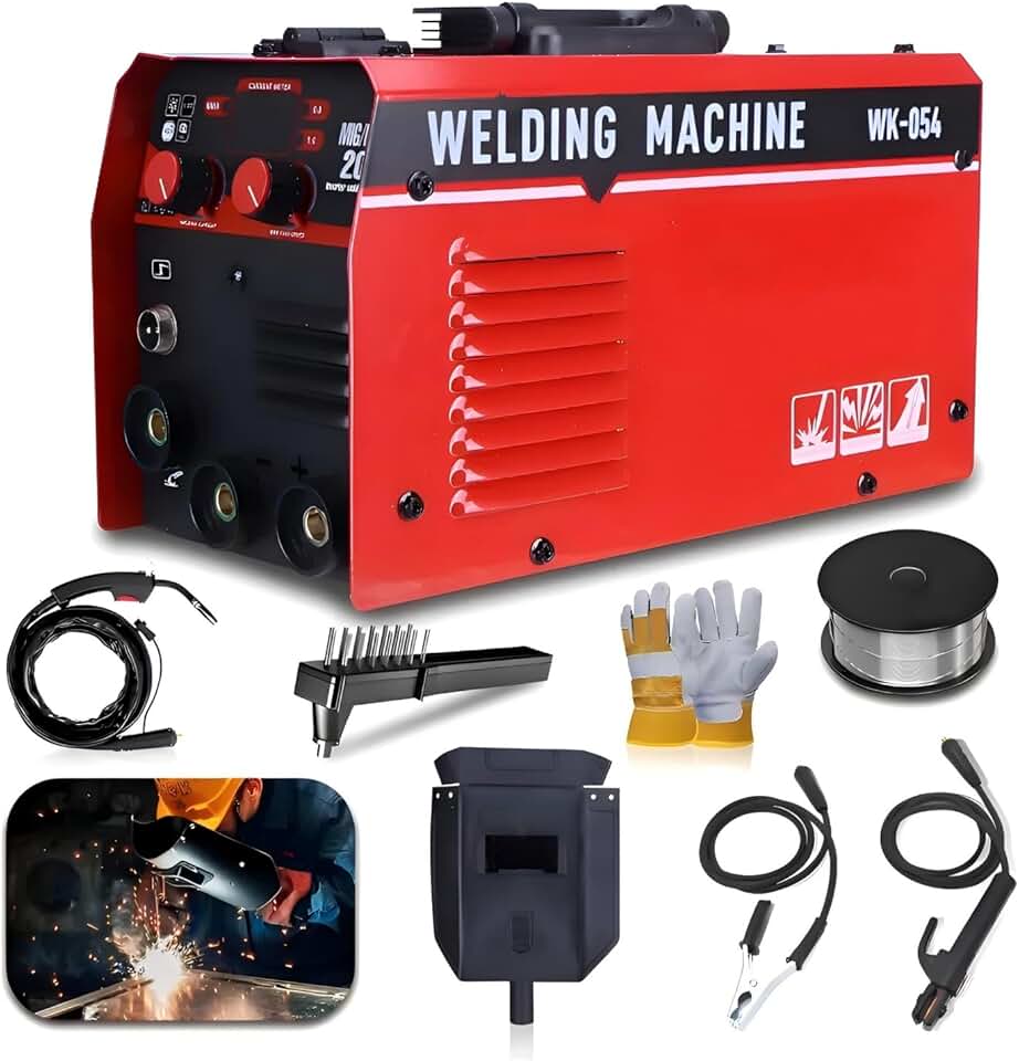 Máquina de Solda Inversora 3 em 1 (MIG, MMA, TIG Lift) 200A, IGBT Portátil, Bivolt, Funciona sem Gás - Kit Completo com Acessórios para Soldador Iniciante e Profissional