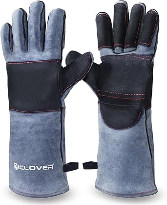 IC ICLOVER Animal Handling Gloves Snake Bite Proof, Double Leather Padding, Anti-bite Dog Cat Bird Reptile Control Protection