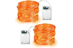 BrizLabs Orange Battery Operated String Lights: Illuminate Your Celebrations with Halloween Charm