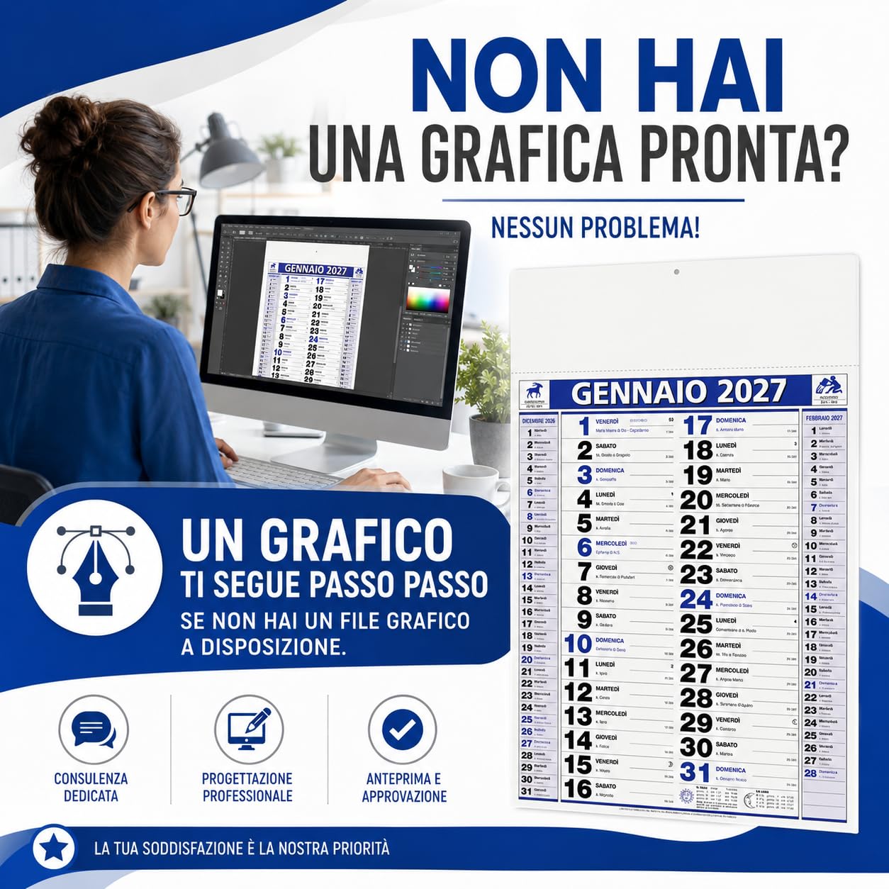 Calendari Personalizzati 2027 in Stock da 100 Pezzi Olandesi Grandi da Muro Notes sul Retro per Gadget Pubblicitari di Fine Anno e come Omaggio per i Clienti o Regali Aziendali | PA646