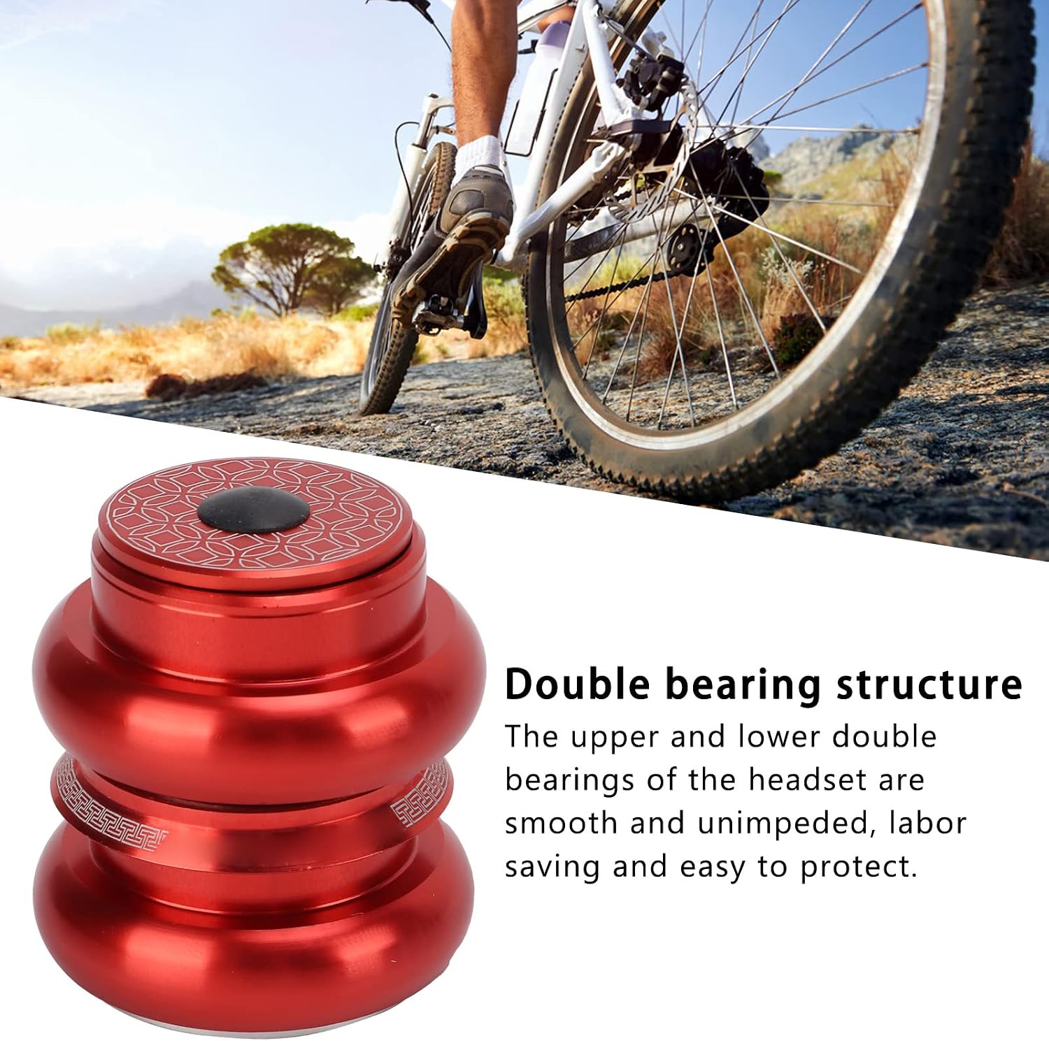 Alomejor Bicycle Headset, Threadless Design Precision Bearings Lightweight Construction Mountain Bike Headset for Universal fit Road Cyclists Enhanced Stability Comfort