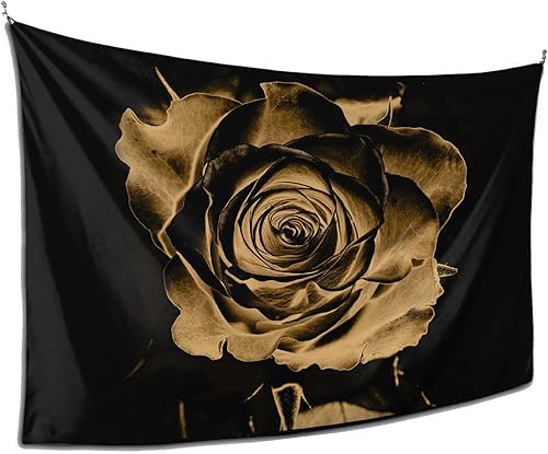 Pznen Tapiz artístico de rosa dorada para colgar en la pared, fondo de pared estético floral de seda borrosa, telón de fondo decorativo de 60 x 80