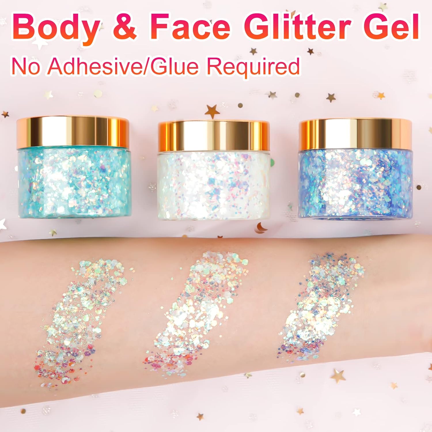 LATIBELL Glow in The Dark Body Glitter Gel, UV Body Glitter Glow in The Dark, Neon Body Glitter Face Glitter Gel, Chunky Glitter Makeup Festival Party Rave Accessories - 2.4 oz (Pearl White) : Beauty & Personal Care