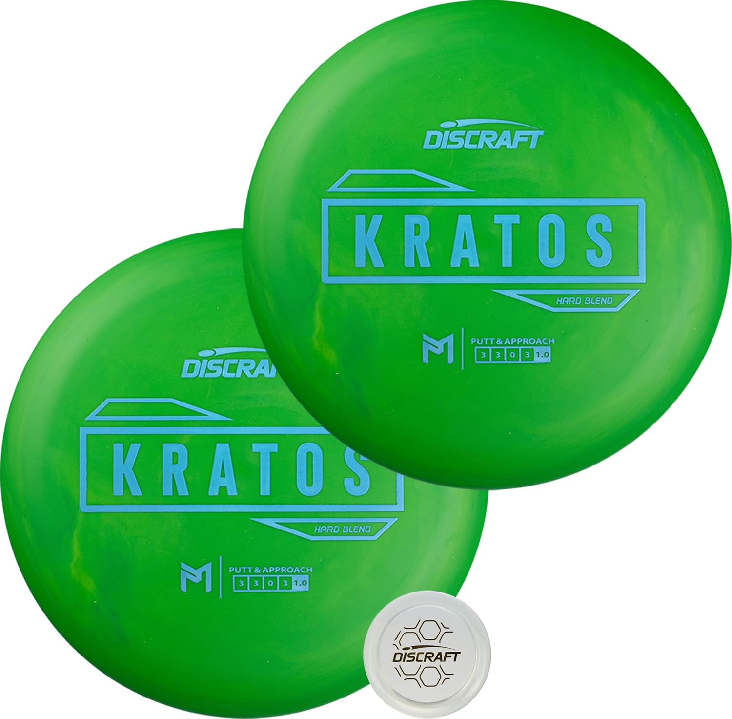 Discraft Hard Kratos 2-Pack - Matching Putt and Approach Discs in Durable Hard Plastic - 170-172g, Red or Green