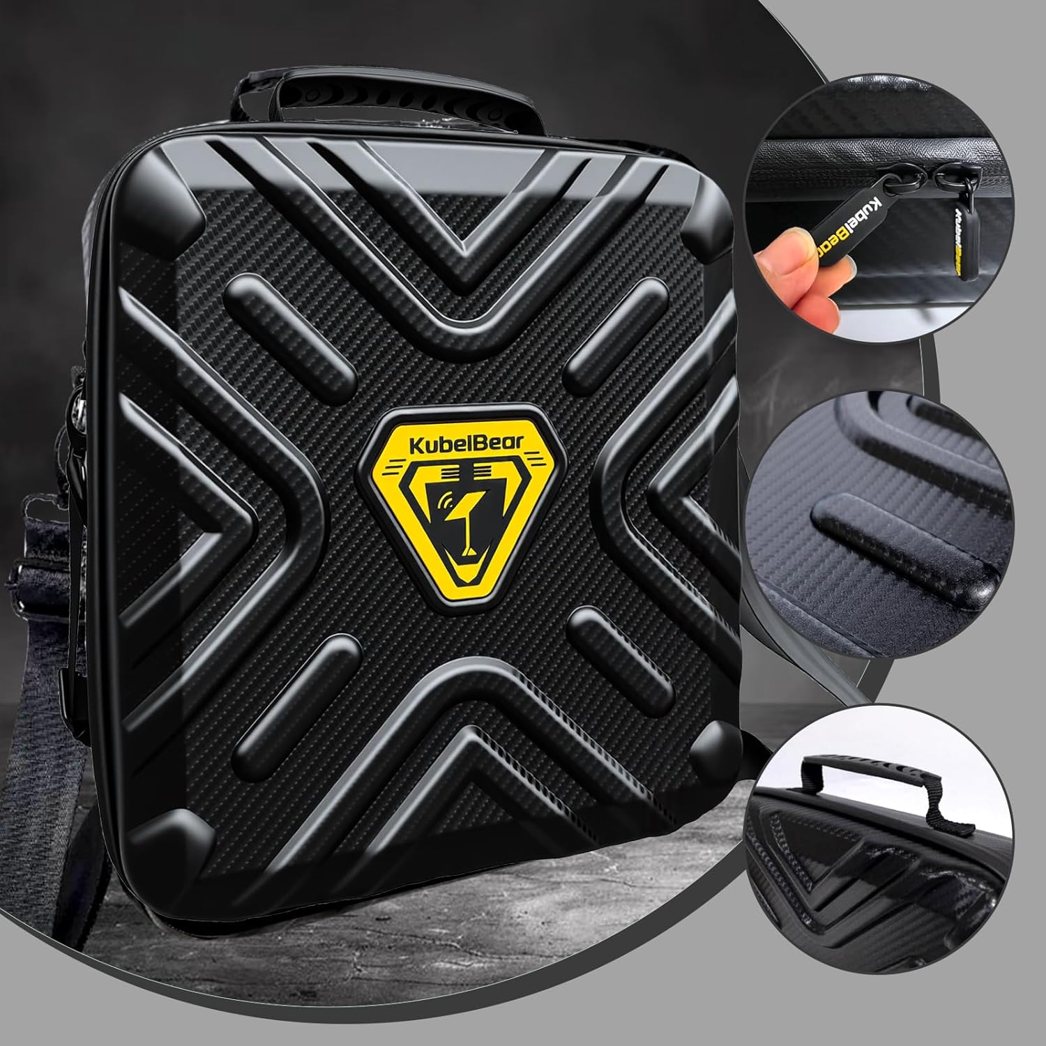 EVA Starlink Mini Case with Carbon Fiber Texture, Lightweight PU Hard Shell Protective Sleeve Cover Bag, Water-Resistant Travel Carry Case for SpaceX Starlink Mini Dish for Camping RV Van - Image 3