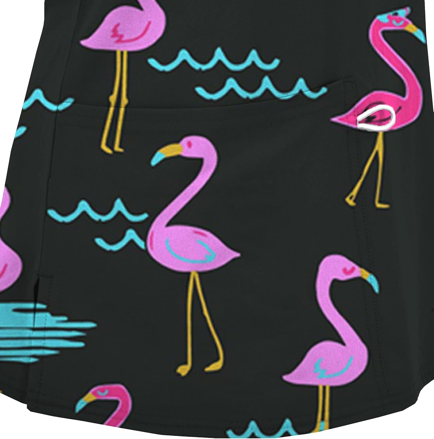 GT Performance Womens Medical Nursing Scrub Set GT 4FLEX Print Top and Jogger Pant-Flamingo On The Beach/Black Pant-Medium 6008A-29