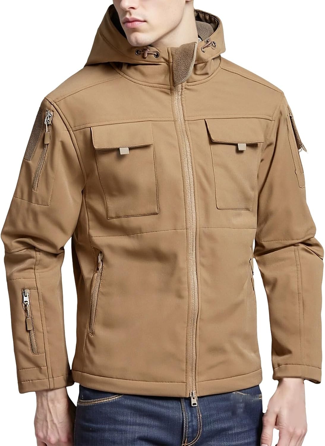 HJINGSUN Wind Breaker Jackets Mens Camo Waterproof Rain Coats for Hiking