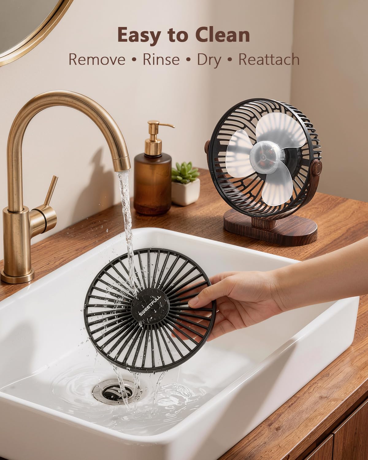 SWEETFULL Mini USB Desk Fan - Quiet & Portable -4
