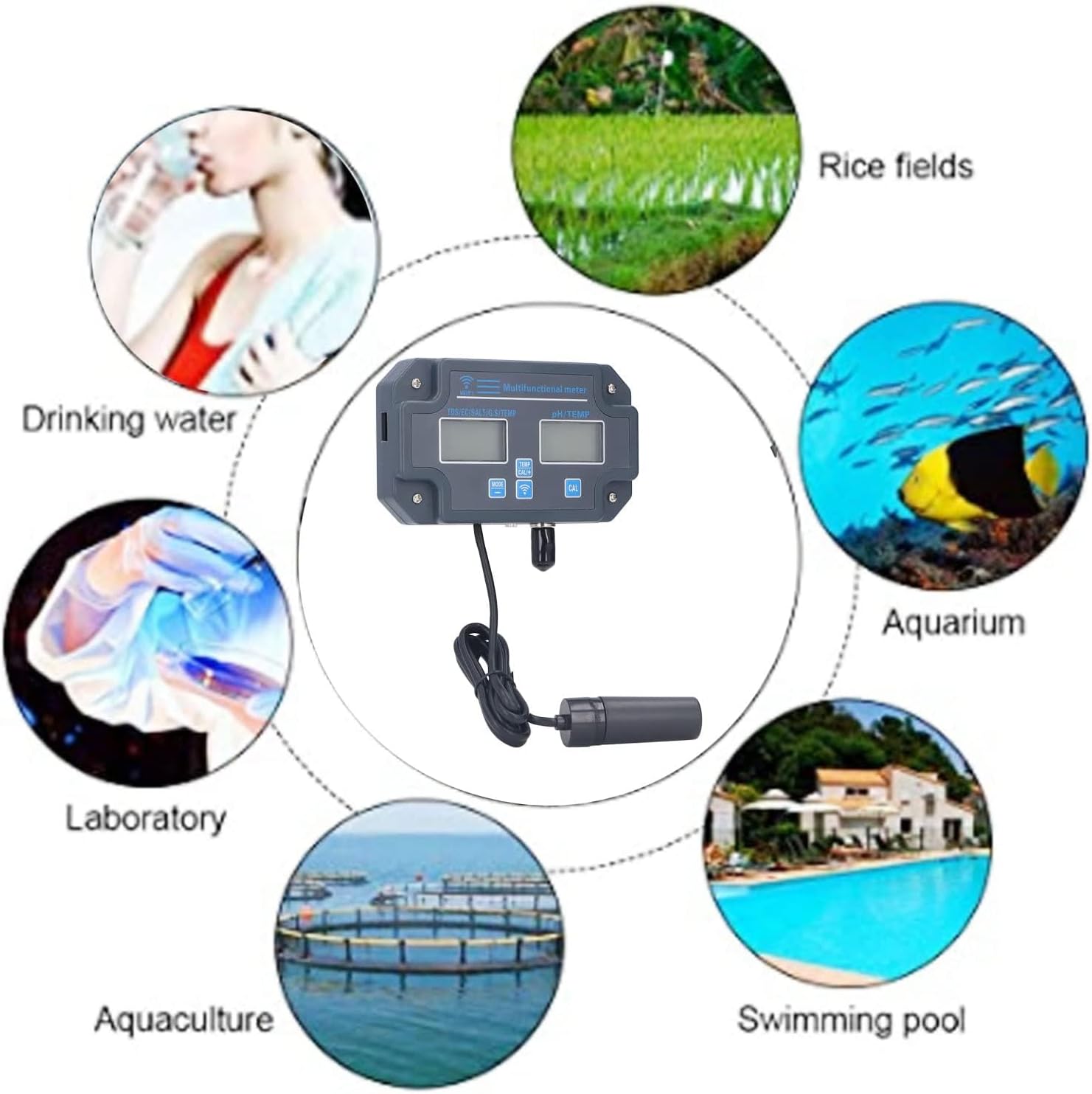 PHW3988 Multiparameter Water Quality Tester, Water Quality Detector APP Remote Control EC SALT S.G Temperature Meter Online Monitor