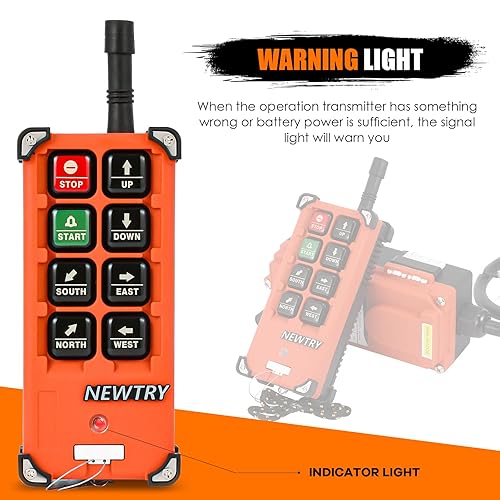 Miniatura 3 de NEWTRY Control remoto de grúa inalámbrica, 8 botones de 24 V, 2 transmisores, canal industrial, elevador eléctrico, receptor de interruptor de radio