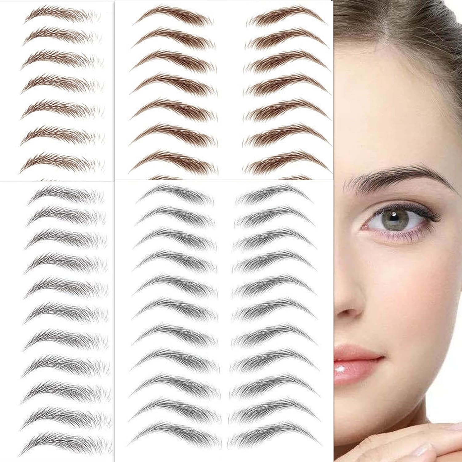 4 Sheets 4D Waterproof Eyebrow Tattoos Stickers Fake