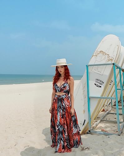 Miniatura 6 de Conjuntos sexys de 2 piezas para mujer, vestido de gasa con tirantes, escote en V profundo, crop top brasier, conjunto de falda maxi con abertura