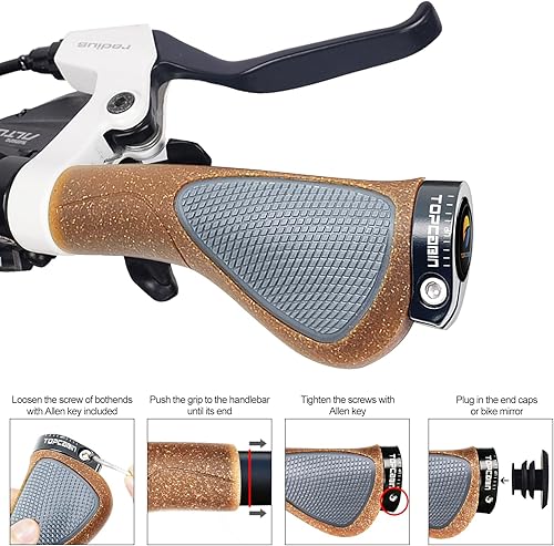 Vista 109 de Empuñaduras de manillar de bicicletas, empuñaduras ergonómicas de aluminio para bicicleta, vibraciones de amortiguación, empuñaduras de manillar