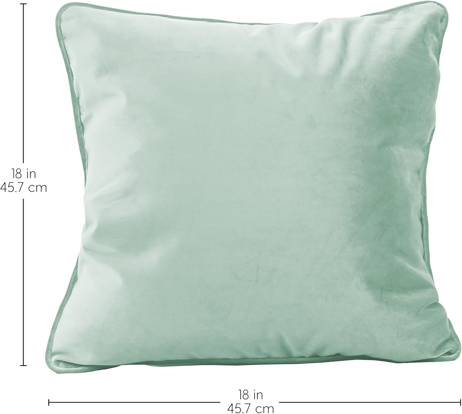 FDP 18" x 18" Velvet Square Pillow Set with Piping; Decorative Throw Pillow for Home Décor in Living Room, Bedroom or Lounge (2-Pack) - Aloe, 15158-347 - Image 2