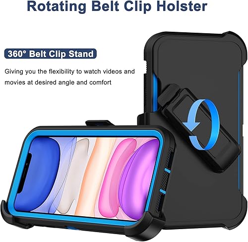Miniatura 2 de Funda para iPhone 11 con funda de clip para cinturón, 2 protectores de pantalla, grado militar resistente a prueba de golpes, a prueba de polvo y
