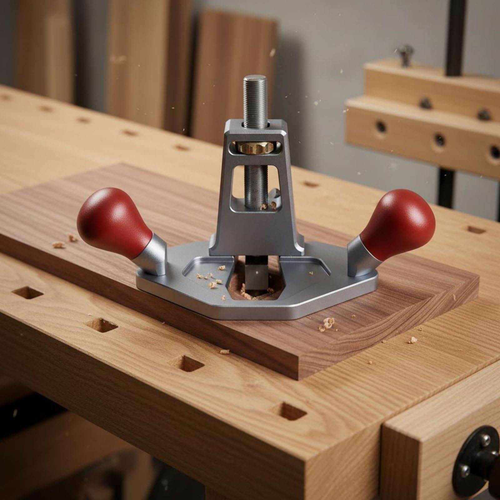 Cepillo Fondo Plano Ajuste Mango Cómodo para Aficionados Al Bricolaje, Negro Y Rojo