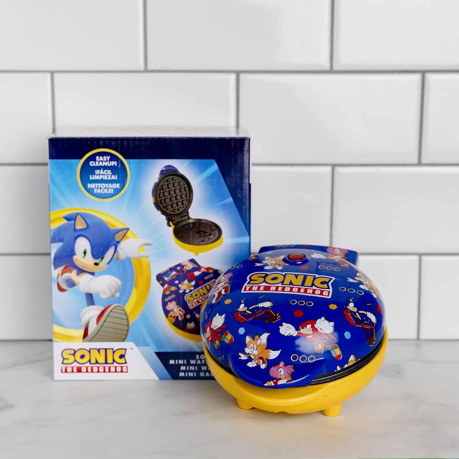 Uncanny Brands Sonic the Hedgehog Mini Waffle Maker - Sega Kitchen Appliance