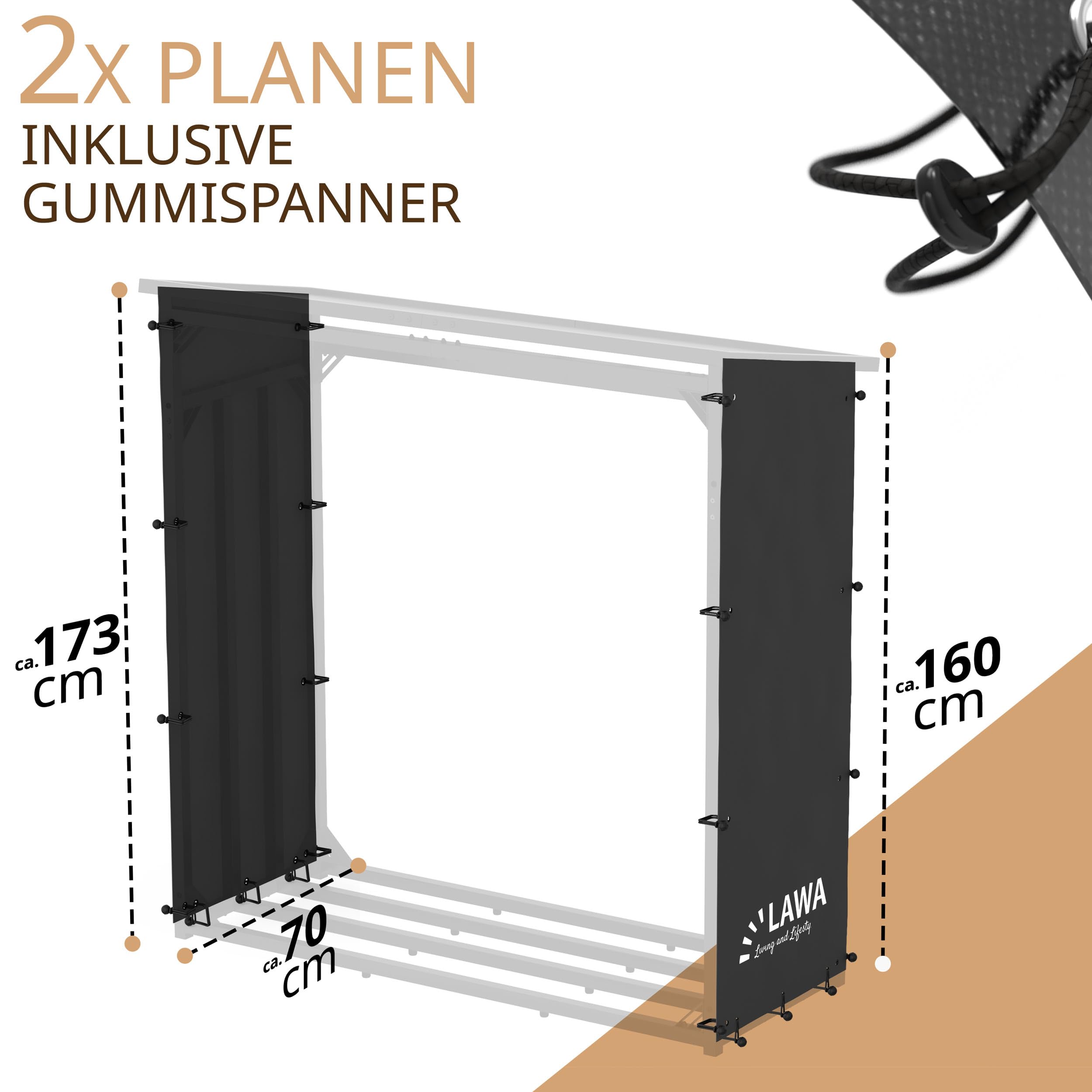 Set 2 Teli Laterali Scaffale Legna 70 cm | Copertura Laterale Portalegna Esterno, Protezione da Pioggia e Vento, Profondità 70 cm
