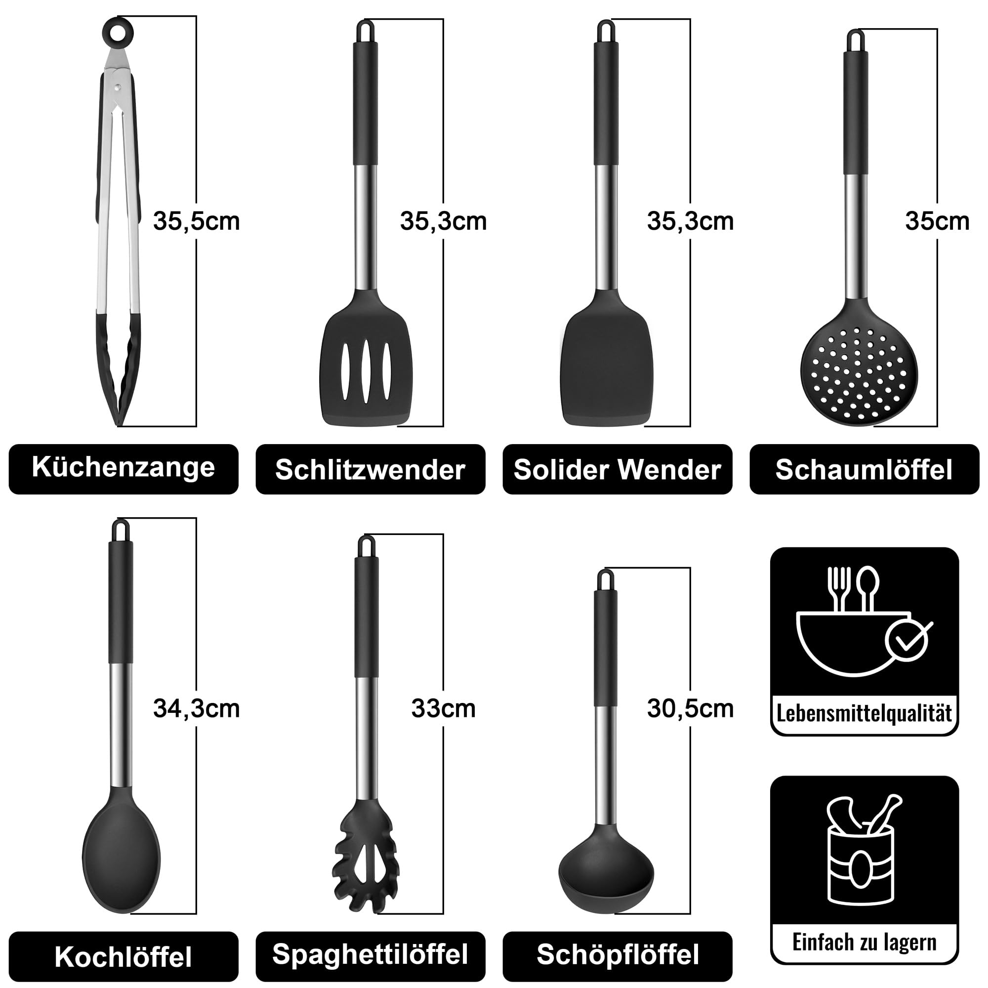 Herogo Set di utensili da cucina (nero)