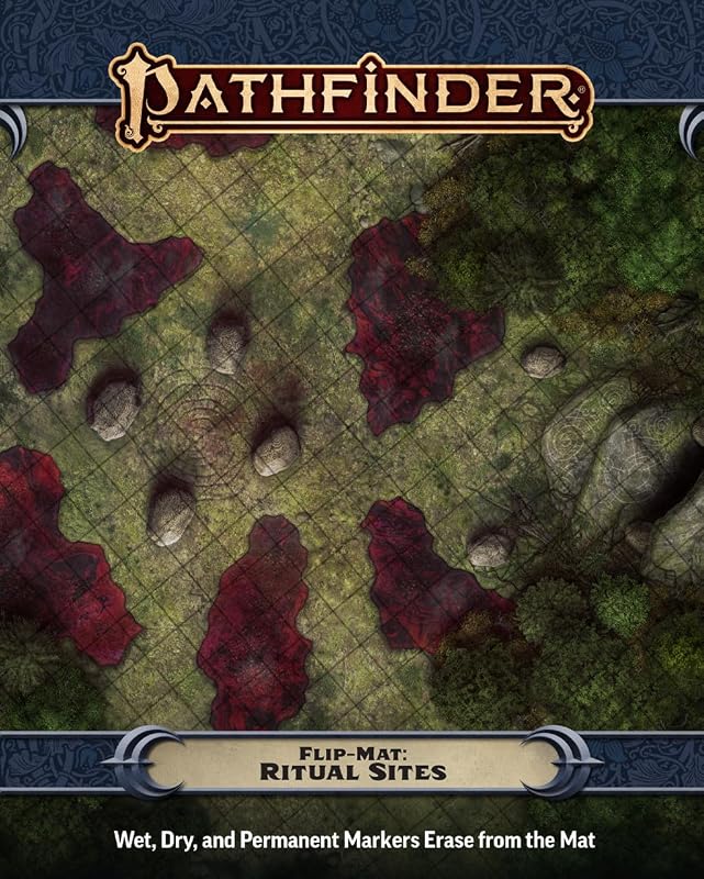 Pathfinder Flip-Mat: Sitios rituales, 24x30 de doble cara | Mapa de batalla mágica - Deep Dark Forest Abode & Desert, Crystal Chamber, para juegos de mesa