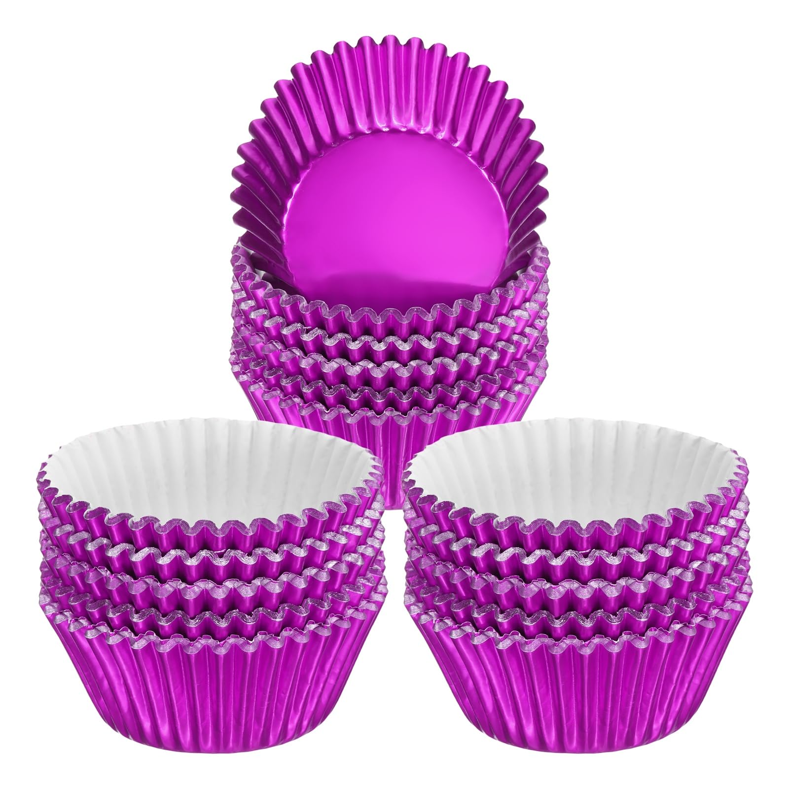 sourcing map 300 Count Rose Red Foil Muffins Cupcake Liners Standard Size Metallic Baking Cups Wrappers Greaseproof for Party Wedding Birthday
