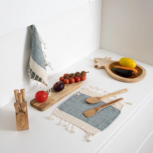 Miniatura 98 de SMYRNA TURKISH COTTON Herringbone Series - Juego de 6 paños de cocina lavables a máquina, ultra suaves, absorbentes, prelavados y de secado rápido