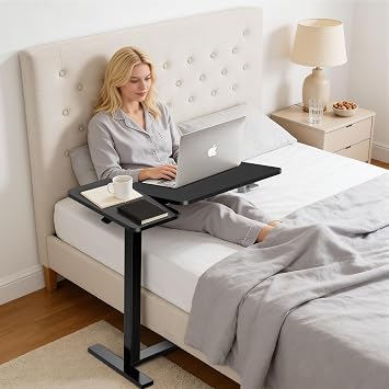 Mobile Standing Desk, Rolling Desk Adjustable Height, Tilting Laptop Table
