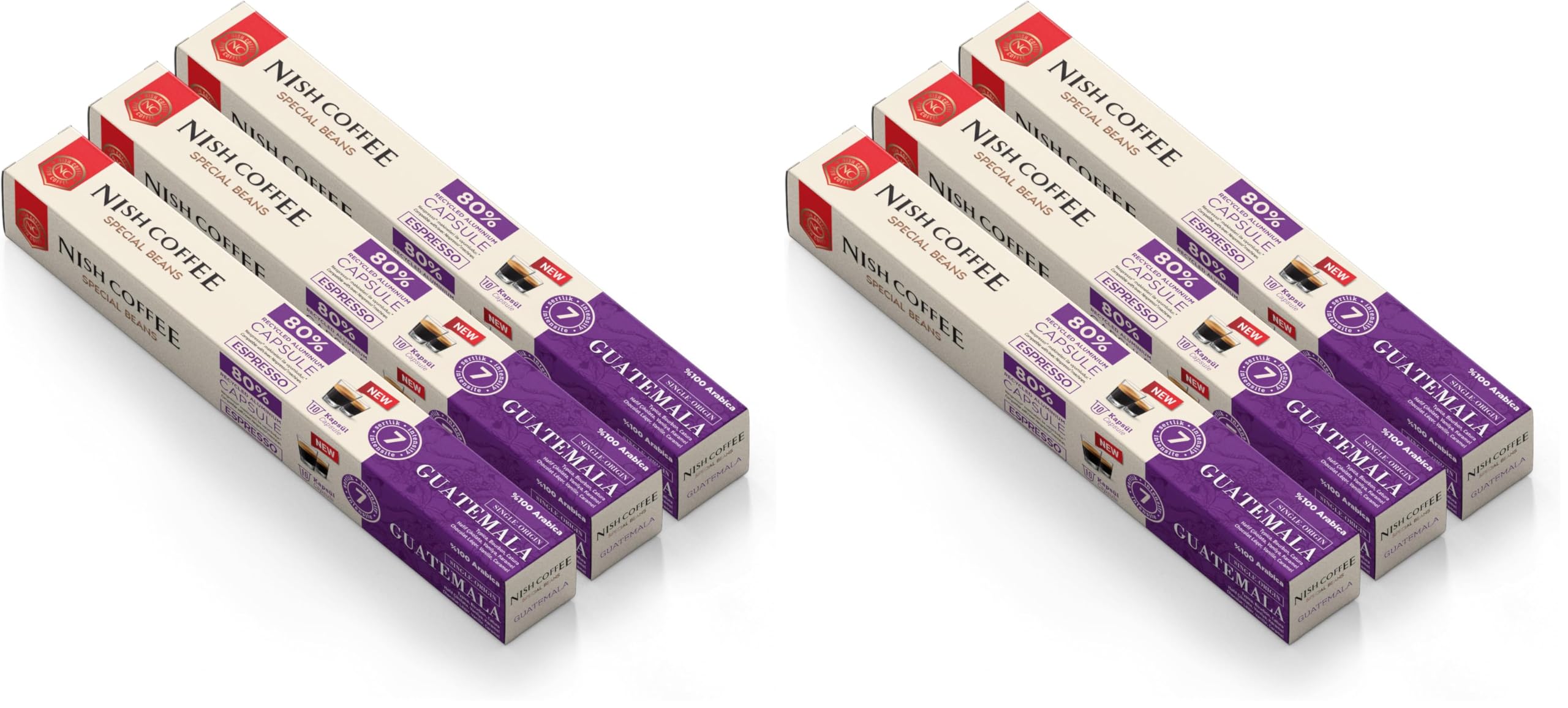 Nish Kahve Single Orijin Kapsül Kahve Guatemala Nespresso Uyumlu 3'lü Set 30 Kapsül (2 paketi)