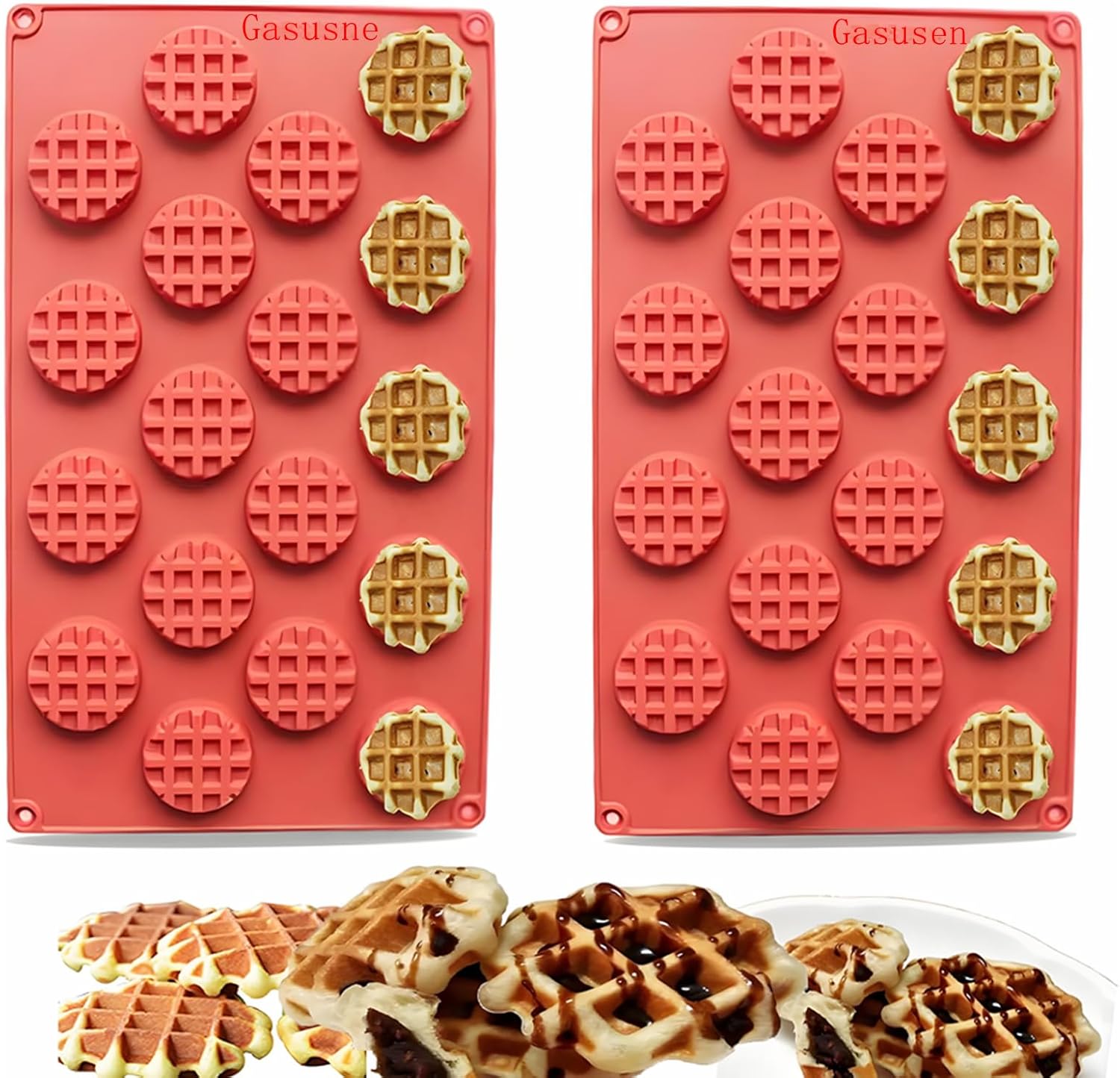 Silicone Waffle Mold Set, 2PCS/Set 18 Cavity Mini Silicone Waffle Mold Waffle Making Mold, Non-stick Cake Cookie Chocolate Making Mold for Baking Silicone Waffle Mold Set, 2PCS/Set 18 Cavity Mini Silicone Waffle Mold Waffle Making Mold, Non-stick Cake Cookie Chocolate Making Mold for Baking
