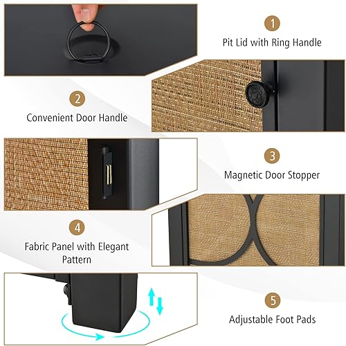 Miniatura 3 de Giantex Mesa para hoguera para exteriores de 28 pulgadas, mesa cuadrada de metal de 50,000 BTU con tapa, cubierta de PVC, piedras de vidrio,