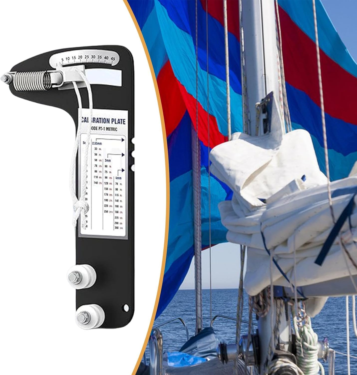 Sailboat Rigging Tension Gauge, Aluminum Alloy Easy to Use Professional PT-1M Easily Read Accurate Wire Rope Tool