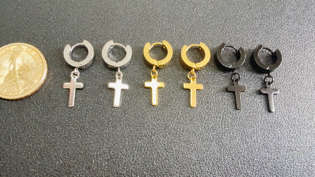Amazon.com: 3 Pairs Punk Cool Cross Earrings Dangle Hinged