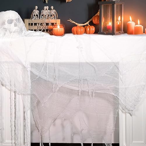 Miniatura 9 de ZYP Tela espeluznante de Halloween de 410 x 80 pulgadas, tela espeluznante blanca, grande, decoraciones de Halloween, tela de gasa espeluznante,