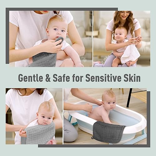 Miniatura 48 de Yoofoss Paquete de 10 paños de muselina para bebé, 100% algodón orgánico, para niños y niñas, grandes, 20 x 10 pulgadas, súper suaves y absorbentes