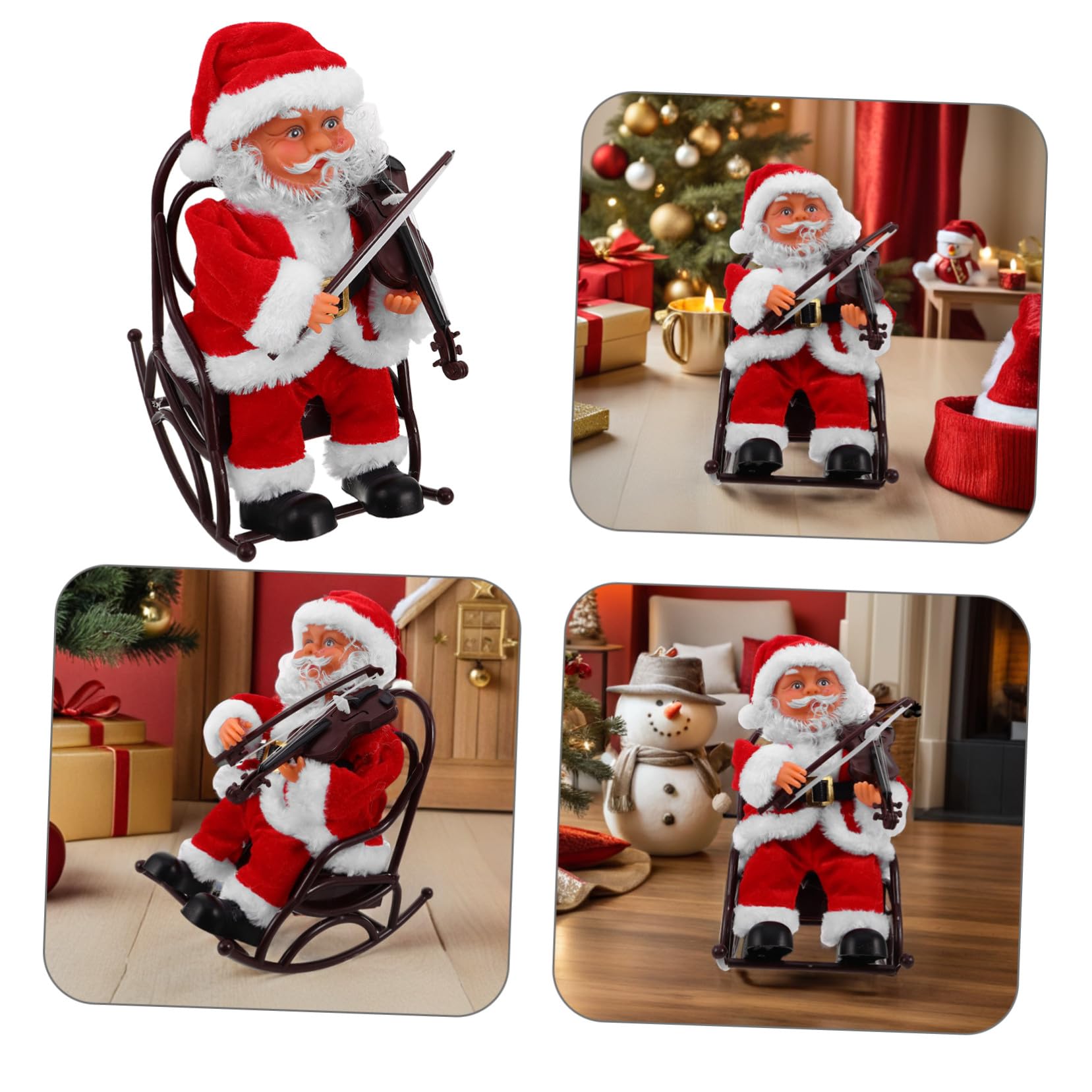 SUPVOX Juguete de Papá Noel Eléctrico con Música para Fiestas Navideñas Figura Decorativa de Papá Noel con Instrumento Musical para Repisa de Mesa