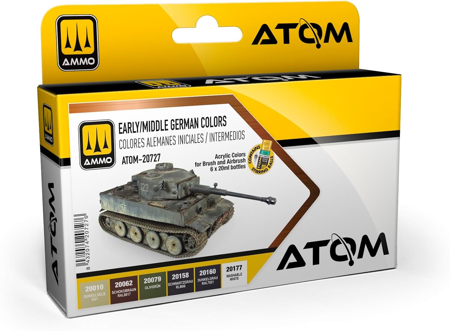 AMMO by Mig Jimenez Acrylic Paint Set, Early/Middle German Colors, 6 x 20ml Bottles, Matte Finish, for Scale Model Painting and Airbrush