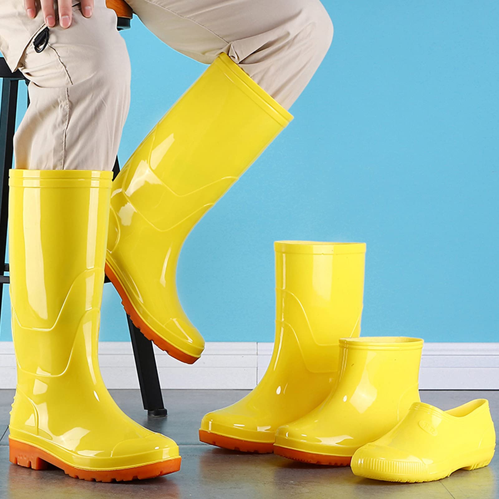 Botas de goma para mujer y hombre, botas de lluvia, impermeables, botines de goma, botas de Wellington, antideslizantes, para jardín, bota de lluvia, botas de lluvia