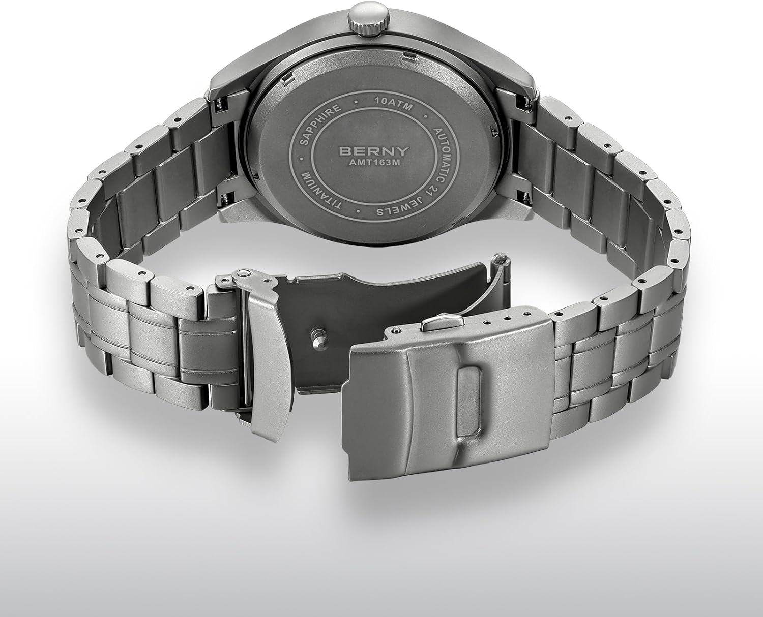 BERNY Automatic Titanium Watch for Men 10ATM Waterproof Men's Field Watch Super Luminous Male Analog Mechanical Military Wrist Watch Full Titanium AR Sapphire Crystal Date Calender Birthday Present - Image 4