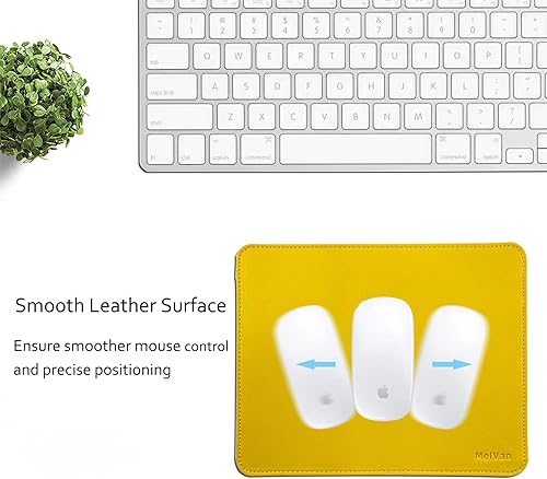Miniatura 6 de MelVan Alfombrilla de mouse de piel sintética con borde cosido, alfombrilla de mouse de madera, alfombrilla de mouse impermeable para computadoras,