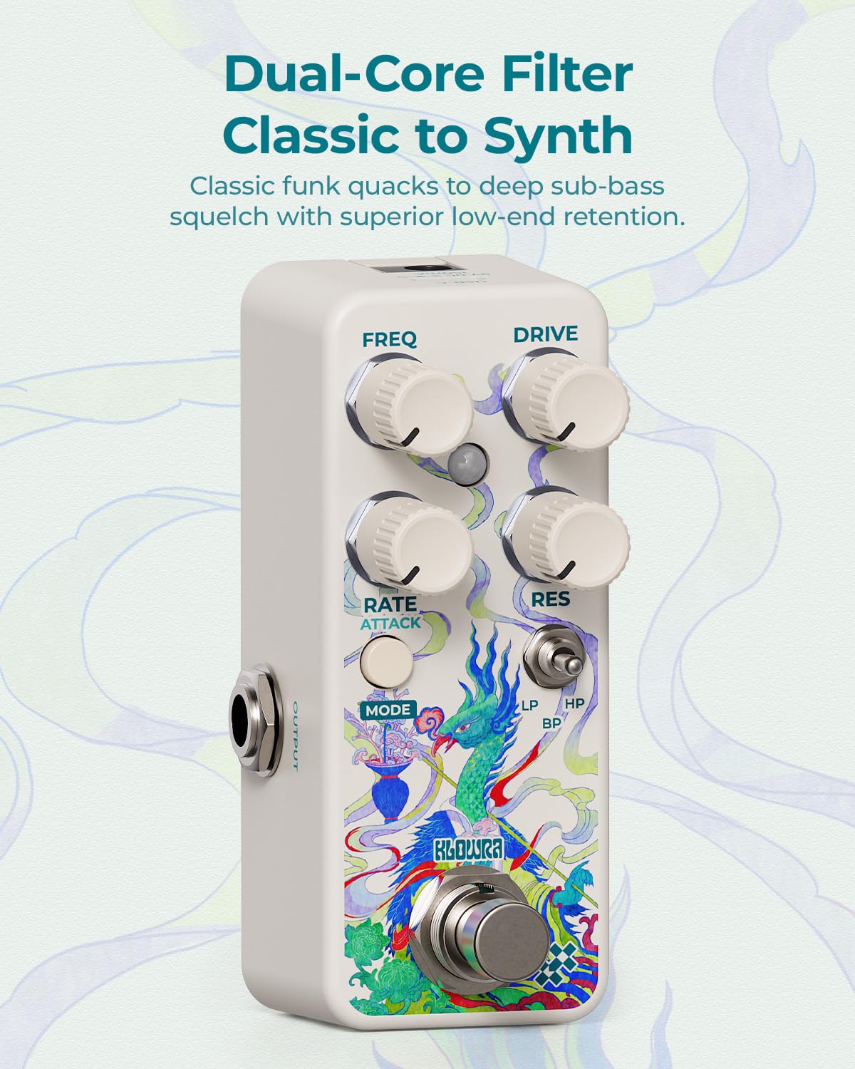 Hane Filter Pedal Pédale d'effets pour guitare | Avec Tap Tempo, modulation LFO, sensibilité tactile dynamique, suivi analogique pour Funk Quack & Synth Bass