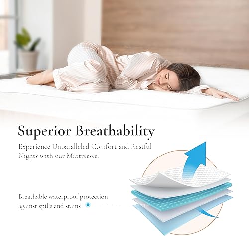 Miniatura 3 de Sleep & Beyond Protector de colchón impermeable de algodón orgánico, Algodón, Ivory